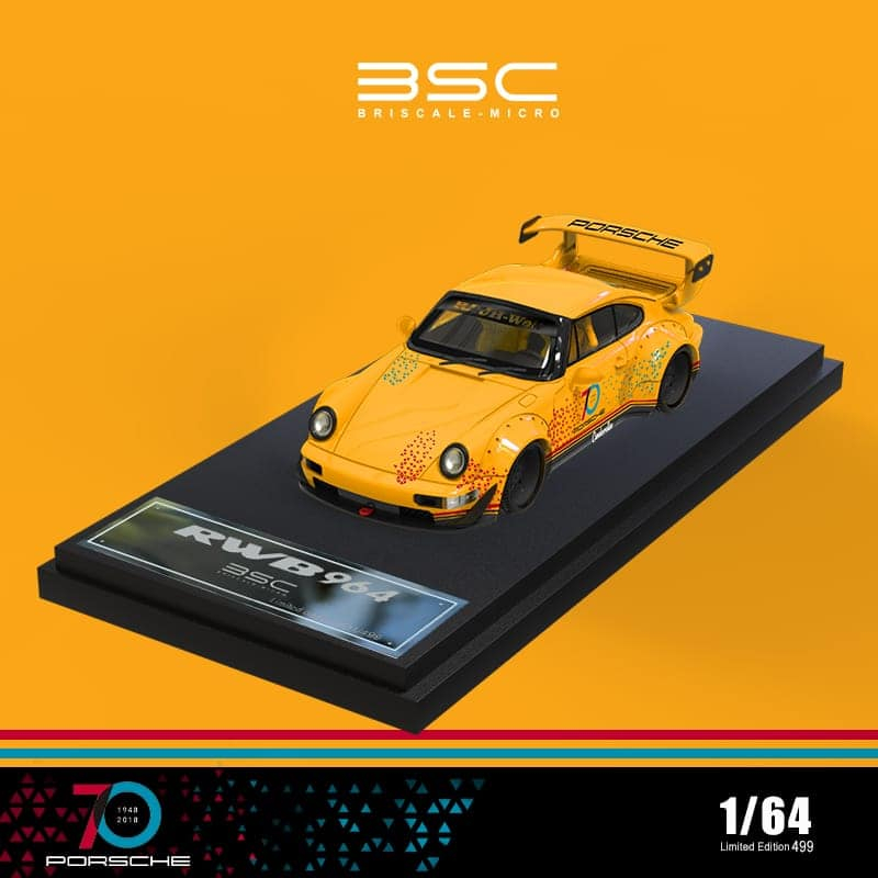 1:64 BRISCALE MICRO MODEL - RWB Porsche 964 黃色 70 週年紀念版 | 蝦皮購物