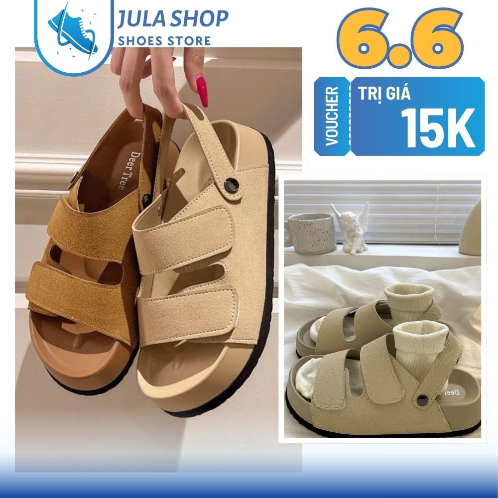 DETREE 5 厘米高 2 層女式涼鞋,奢華柔軟絨面革綁帶 - Jula Shop | 蝦皮購物