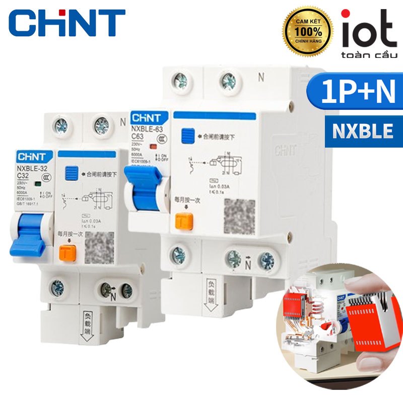 CB Chint NXBLE 1P+N,從 10A 到 125A RCBO,防漏 + 過載斷路器 - 正品 Chint | 蝦皮購物