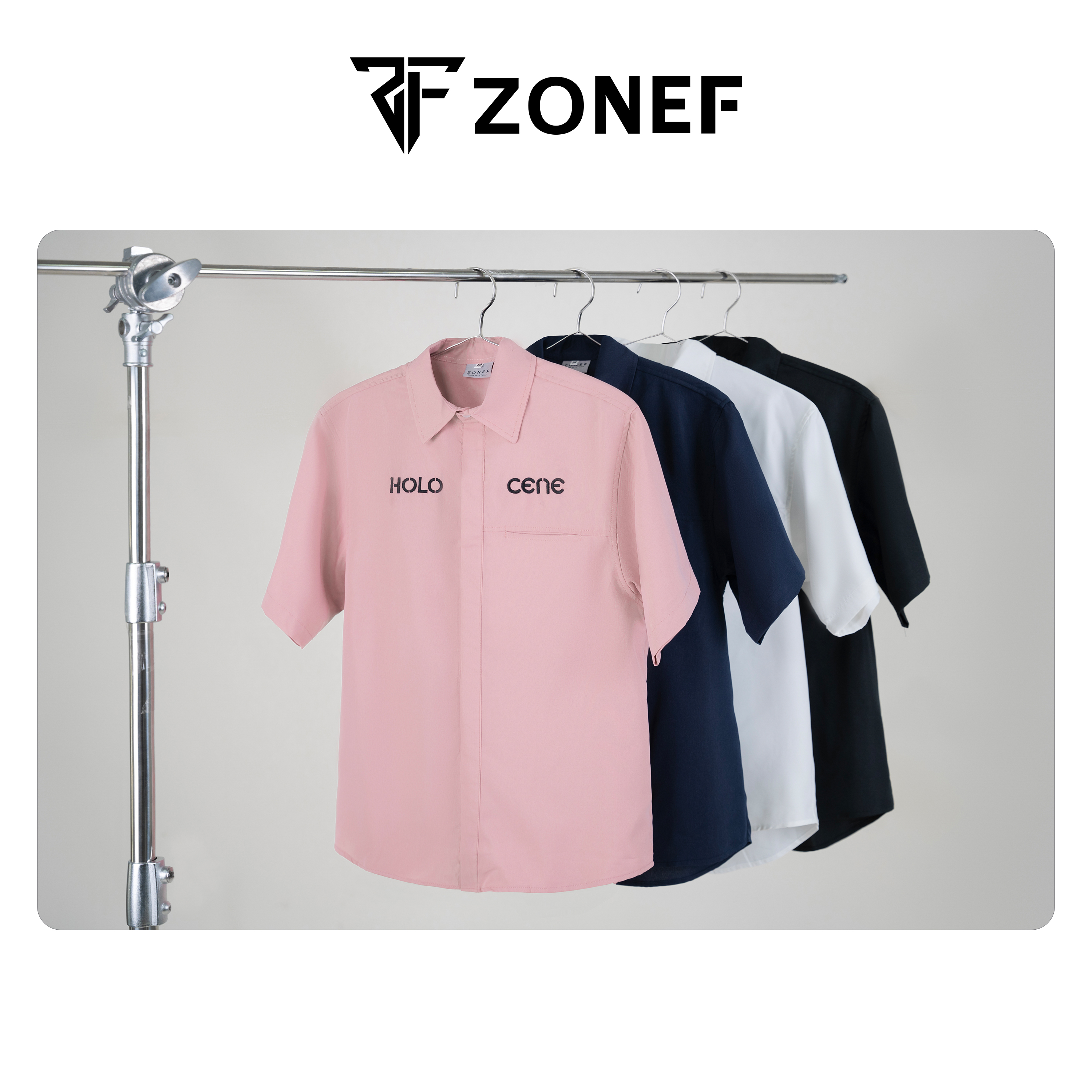 ZONEF CLUB 隱藏式鈕扣短袖襯衫和下沉口袋圖案,超大號冷焊原料 (SMT) | 蝦皮購物