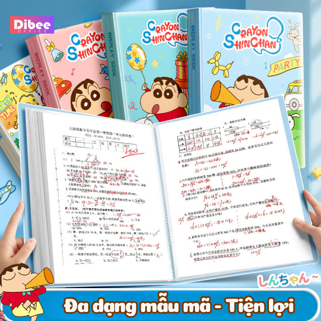 DIBEE A4 文件文件,40 頁葉子文件,帶有 Shin boy 圖像,多種設計,防水,F4 文件存儲 | 蝦皮購物