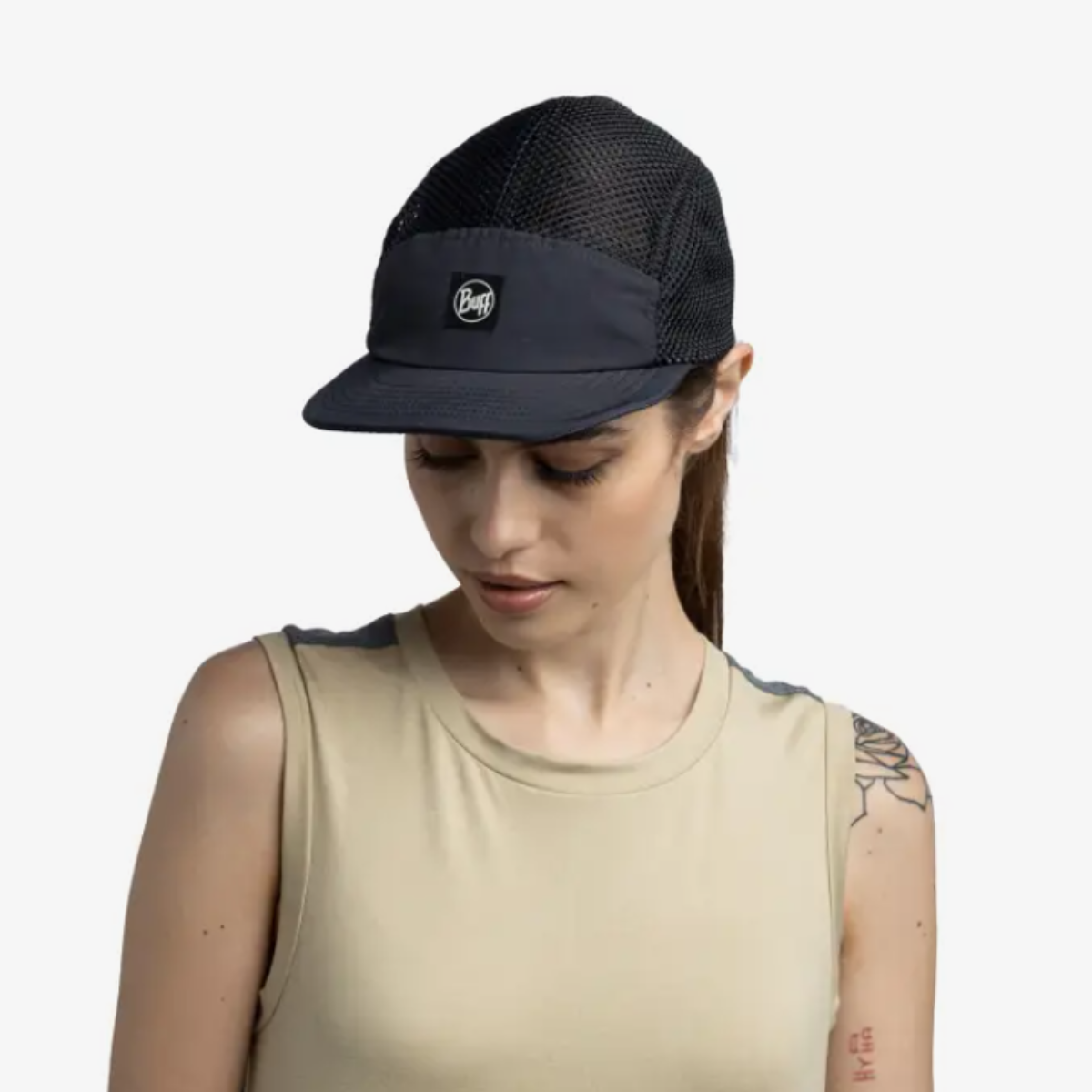 Buff 5 Panel Air Cap Saret 黑色運動帽 - 透氣、輕便、防曬網眼帽 | 蝦皮購物